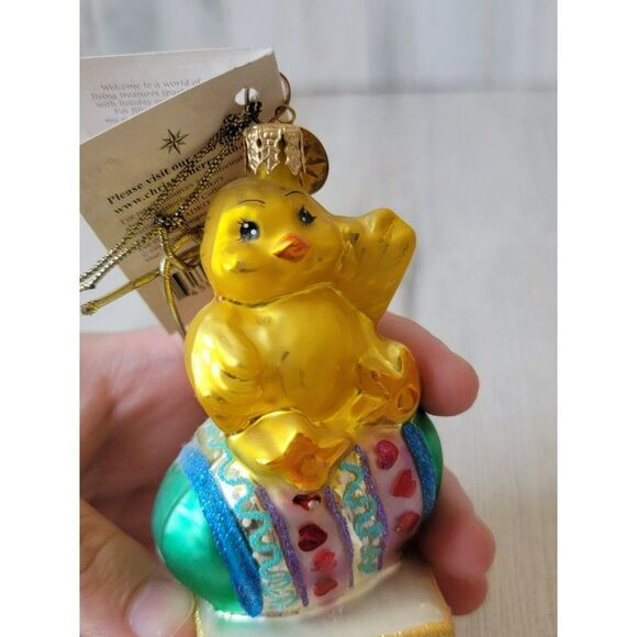 Radko Crack-up Easter blown glass ornament chick glitter egg Xmas - Picture 7 of 7